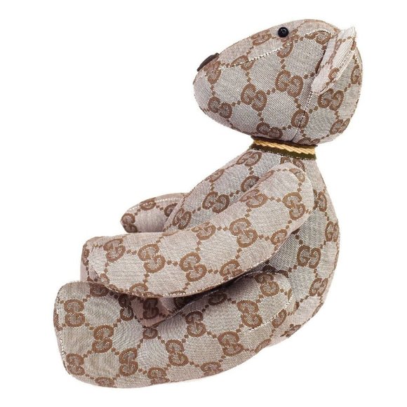 Authentic GUCCI GG Pattern Teddy Bear Bear Bag Plush Doll Stuffed Toy Brown Ital - Picture 7 of 10